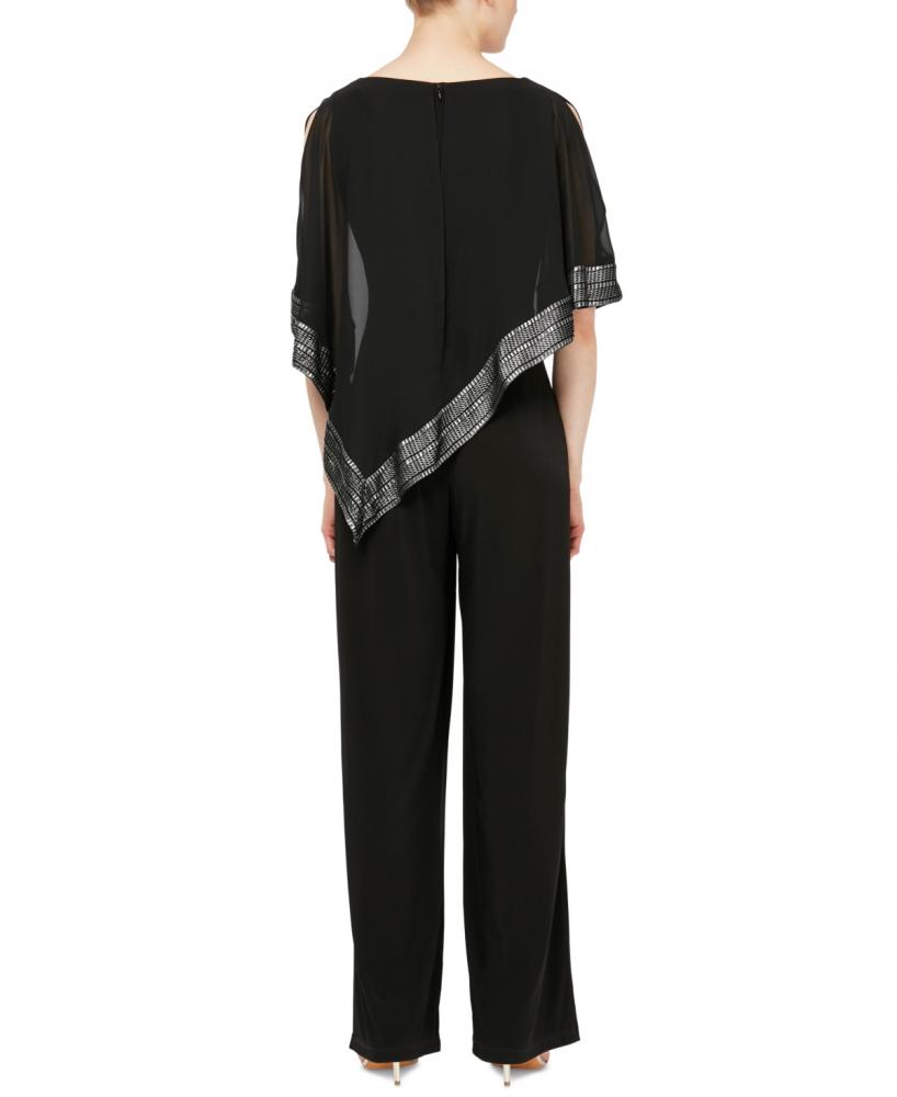 New $129 SLNY Women's Asymmetrical Overlay Short Sleeve Jumpsuit A2396 ...