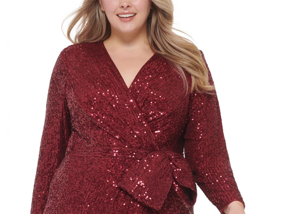 New $268 Eliza J Women's Long Long Sleeve V-Neck A-Line Dress A6793 - Picture 10 of 19