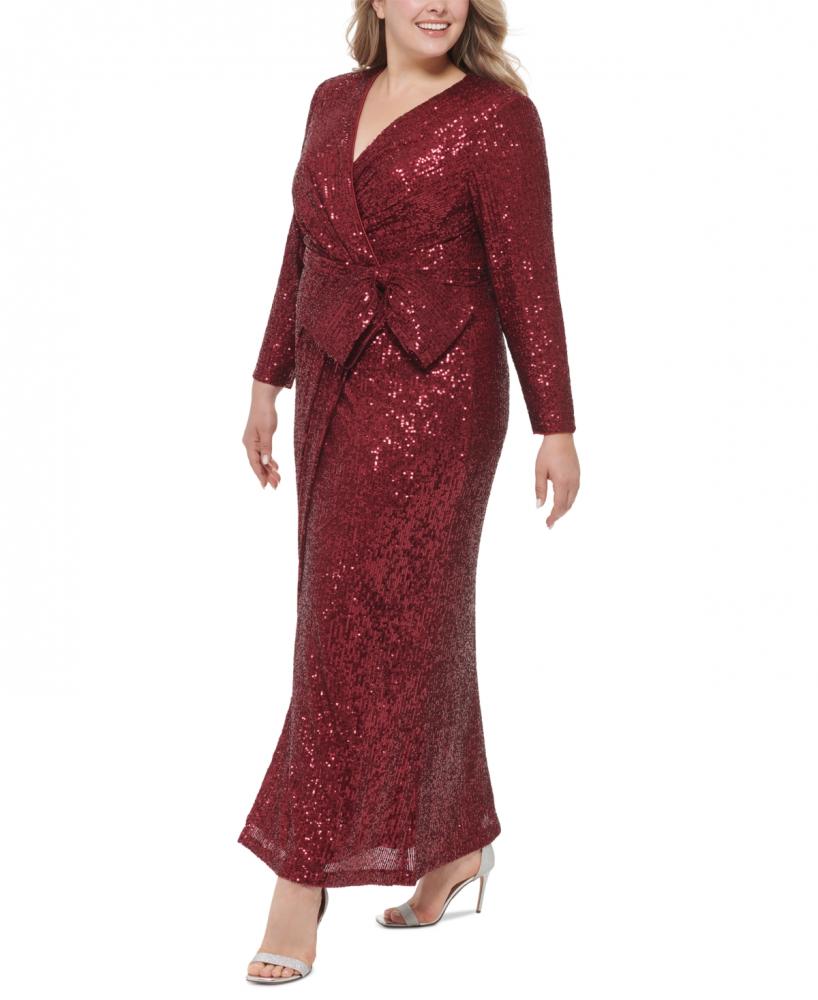 New $268 Eliza J Women's Long Long Sleeve V-Neck A-Line Dress A6793 - Picture 9 of 19