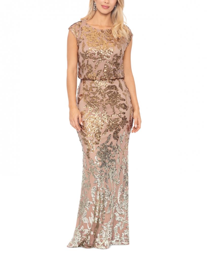 New $299 Xscape Women's Long Sleeveless Round Neck Maxi