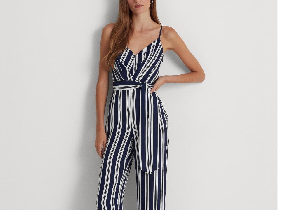 【Polo Ralph Lauren】Asymmetric one-piece jumpsuit Cape Georgette One-Shoulder Jumpsuit | Ralph Lauren