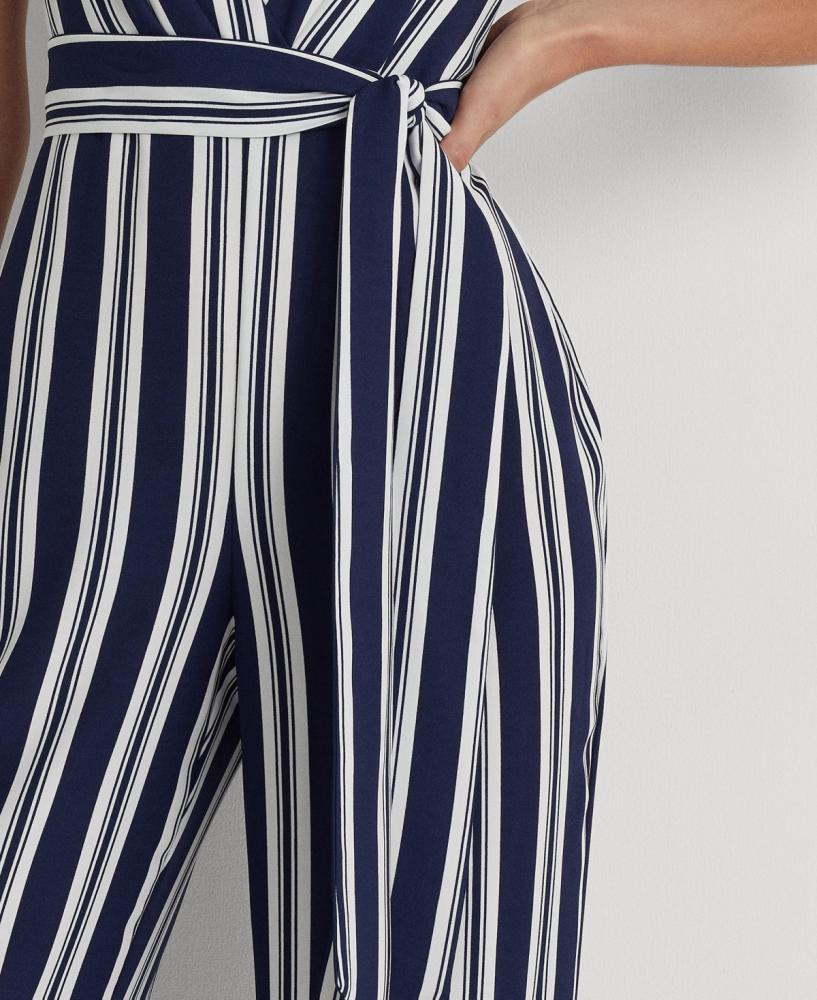 New $265 Lauren Polo Ralph Lauren Women's Stripe Belt Sleeveless Jumpsuit A2526 - Picture 12 of 16