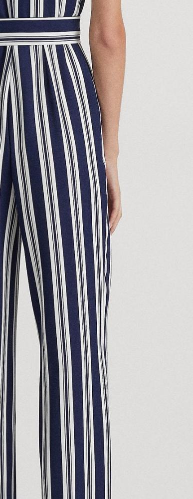 New $265 Lauren Polo Ralph Lauren Women's Stripe Belt Sleeveless Jumpsuit A2526 - Picture 15 of 16
