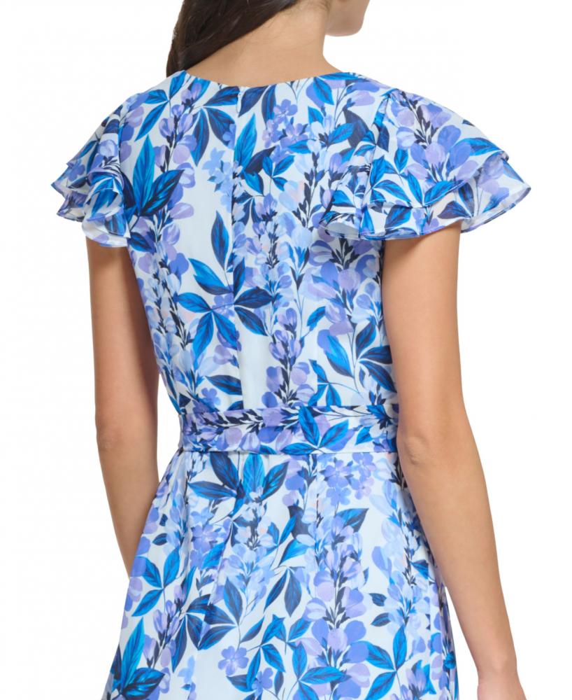 New $168 Eliza J Women's Long Short Sleeve V-Neck Maxi Dress A3602