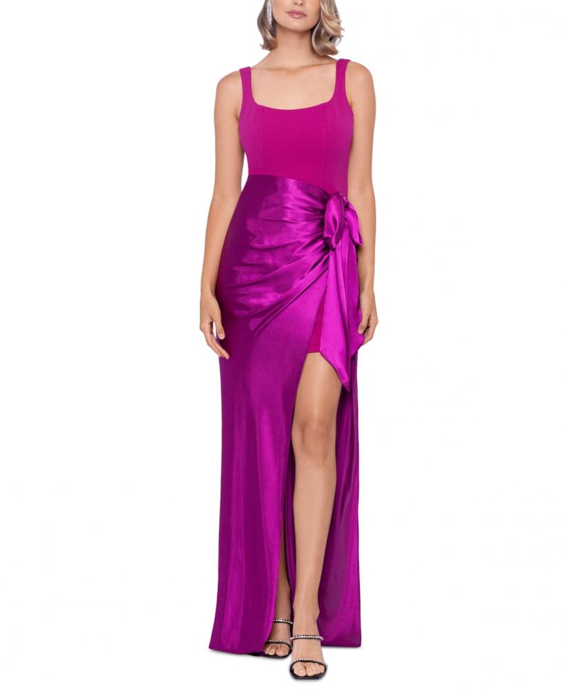 $259 Betsy & Adam Women's Long Sleeveless Scoop Neck Maxi