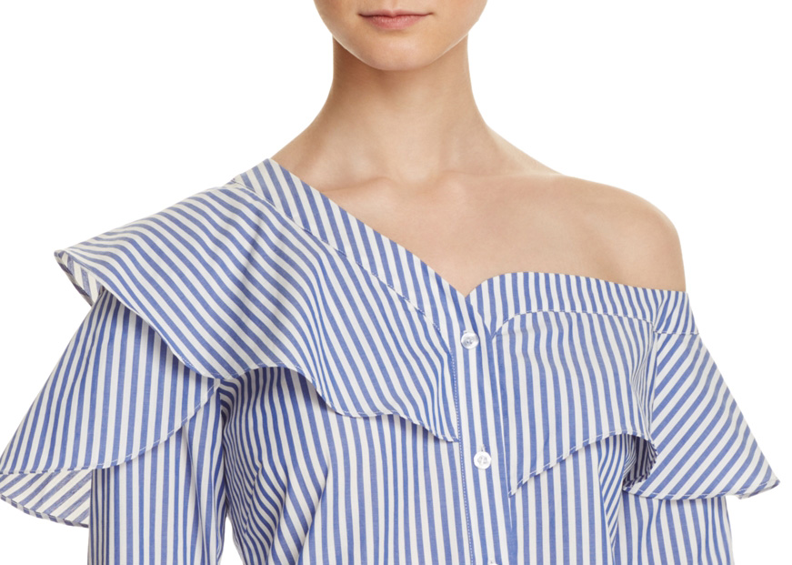 Top de mujer Bardot con volantes de un hombro A1479 $89 - Imagen 9 de 12