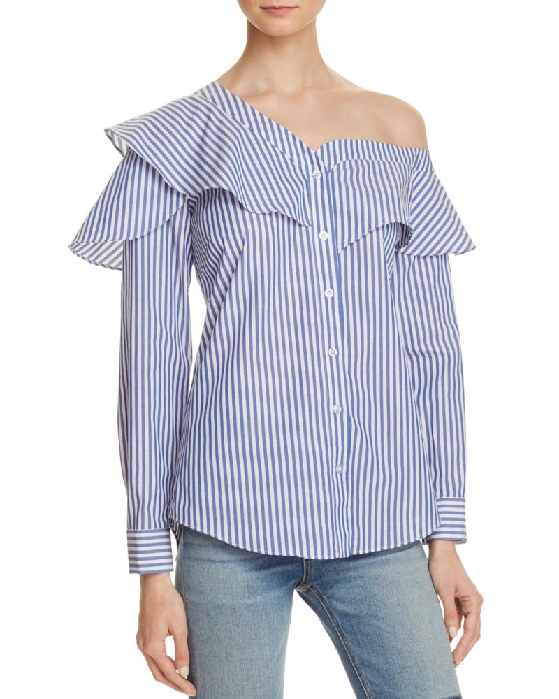 Top de mujer Bardot con volantes de un hombro A1479 $89 - Imagen 7 de 12