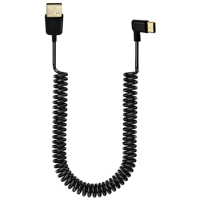 USB C 3.1 Male to USB 2.0 A Male Fast Charging Data Sync Coiled Cable - Picture 9 of 9
