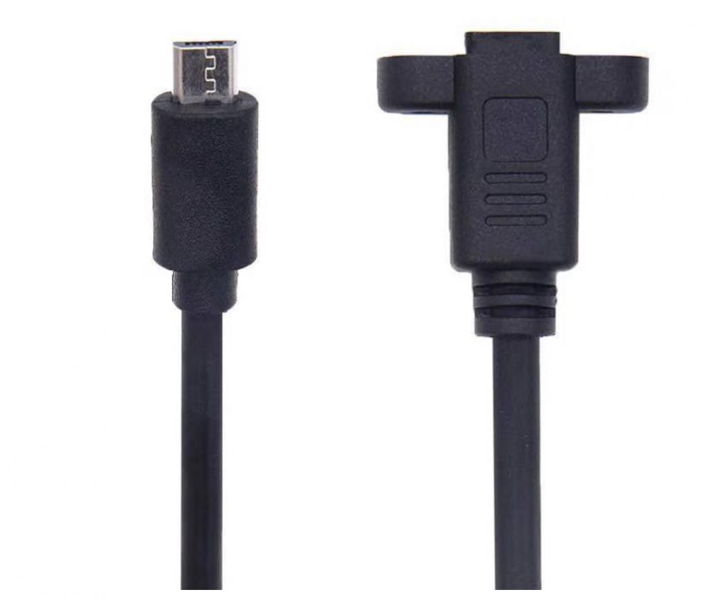 Micro USB B Male to Micro B Female Panel Mount Extension Cable - 0.3m